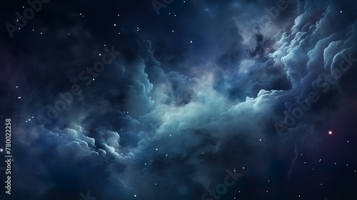 Captivating image of tranquil blue nebulae against a backdrop of distant stars depicting peaceful galactic scenery
