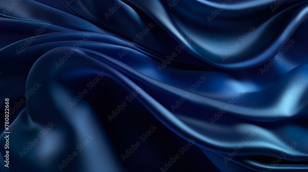 The image showcases a close-up of exquisite blue satin with soft, undulating waves, suggesting opulence and sophistication The image showcases a close-up of exquisite blue satin with soft, undulating waves, suggesting opulence and sophistication