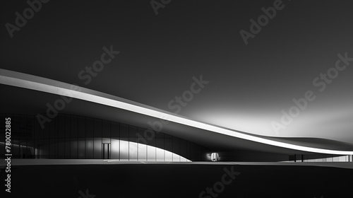 straight-on shot of a very sleek and clean building with smooth curves photo