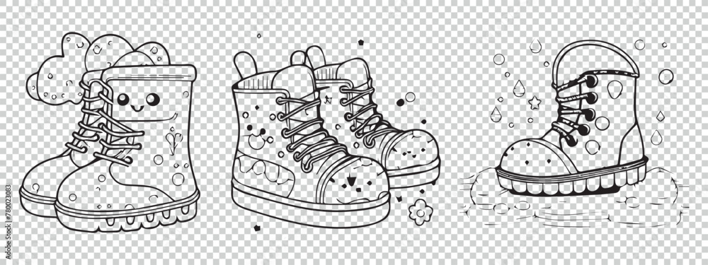 Boots icon symbol set, vector illustrations on transparent background Boots icon symbol set, vector illustrations on transparent background