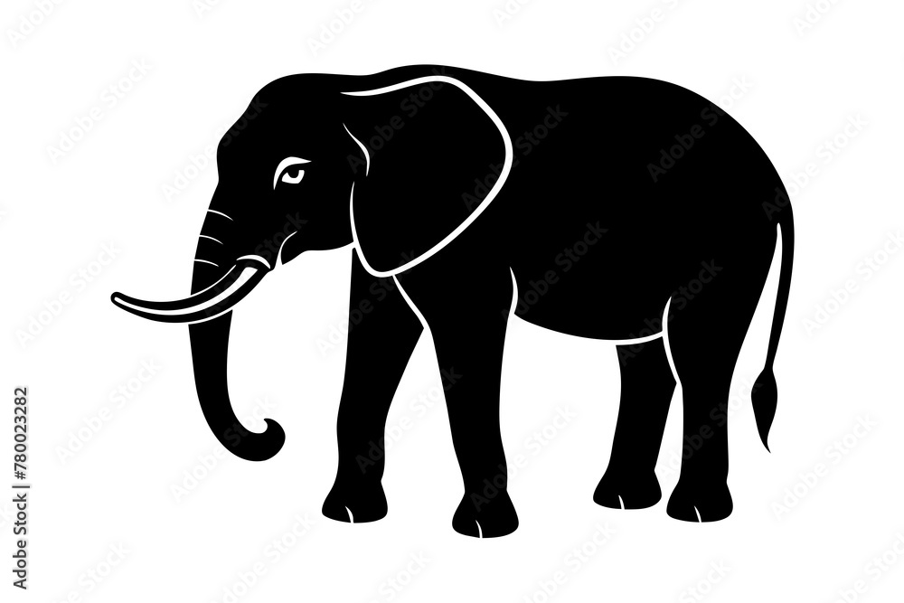 elephant silhouette vector art illustration
