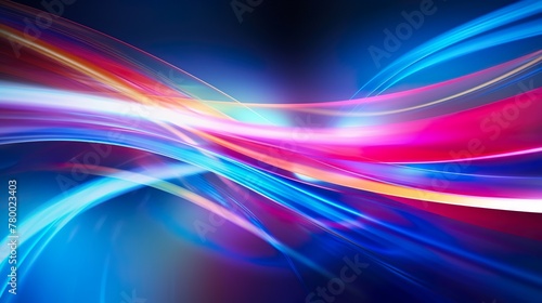 A captivating digital image of sinuous wave lines in blue and red, creating a sense of ongoing flow on a jet black background photo
