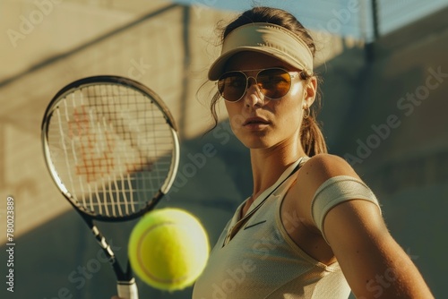 Girls with rackets on the tennis court. Sport. Beautiful simple AI generated image in 4K, unique. © ArtSpree