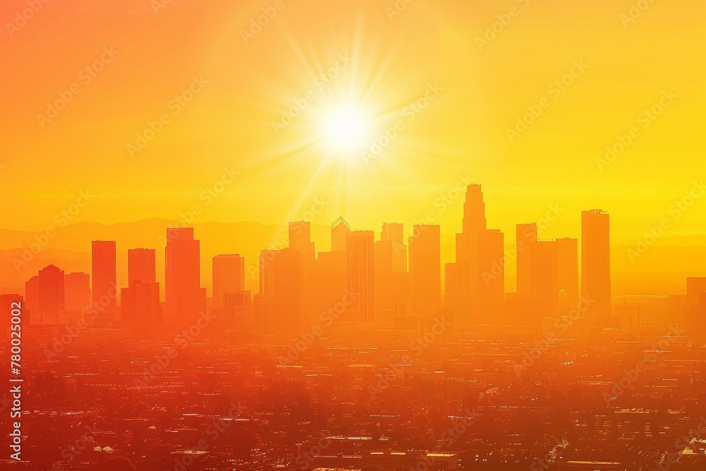 Sweltering record heat in the city. Urban environment under the scorching sun. Background Sweltering record heat in the city. Urban environment under the scorching sun. Background