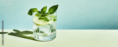 Basil coctail on green background.