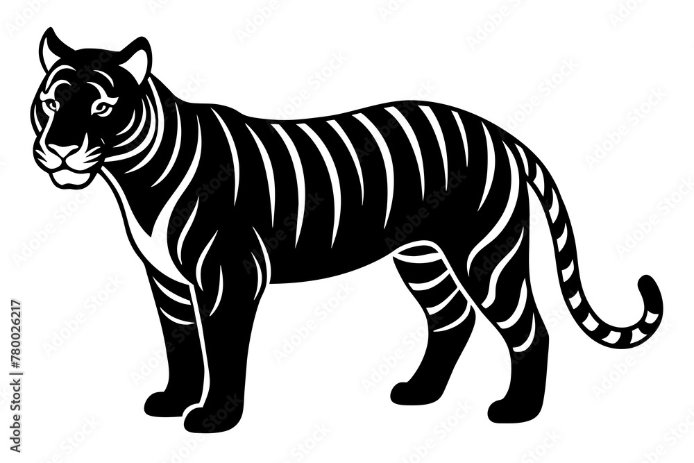 tiger silhouette vector art illustration

