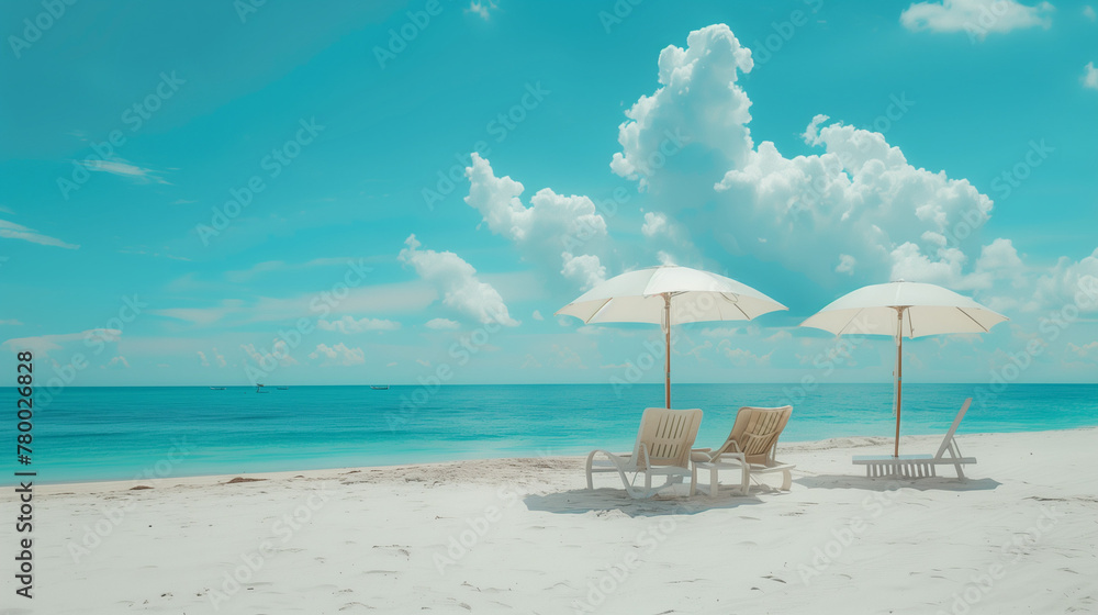 umbrella on the beach with blue sky