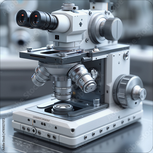 3D image depicting a detailed microscope