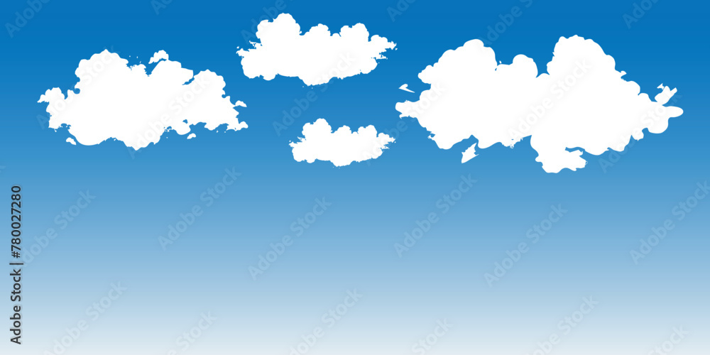 Blue sky with clouds. Simple Blue sky with clouds for cartoon design. Flat style vector illustration.