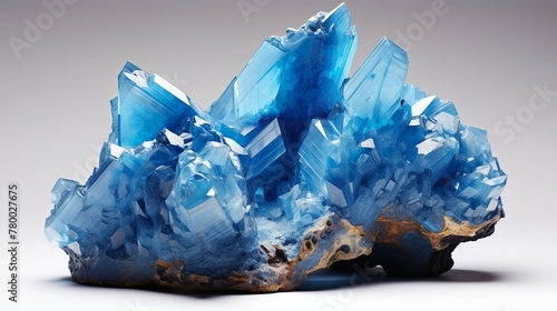 Close-up of a lustrous blue barite crystal cluster with sharp, well-defined crystals on matrix, displaying natural beauty and geology wonders
