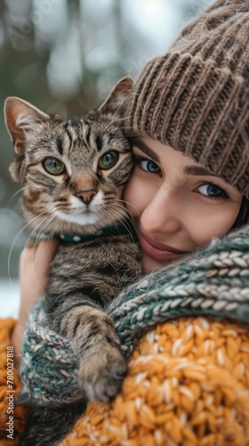 Woman Holding Cat in Her Arms