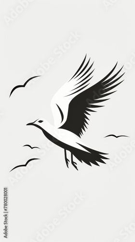Bird Flying in Black and White