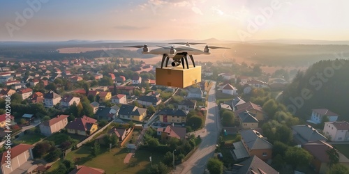 Drone delivery delivering post package photo