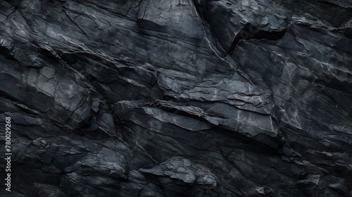 Close-up image displaying the intricate textures and details of a dark gray rocky surface