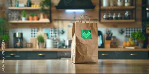 paper bag with groceries delivered photo