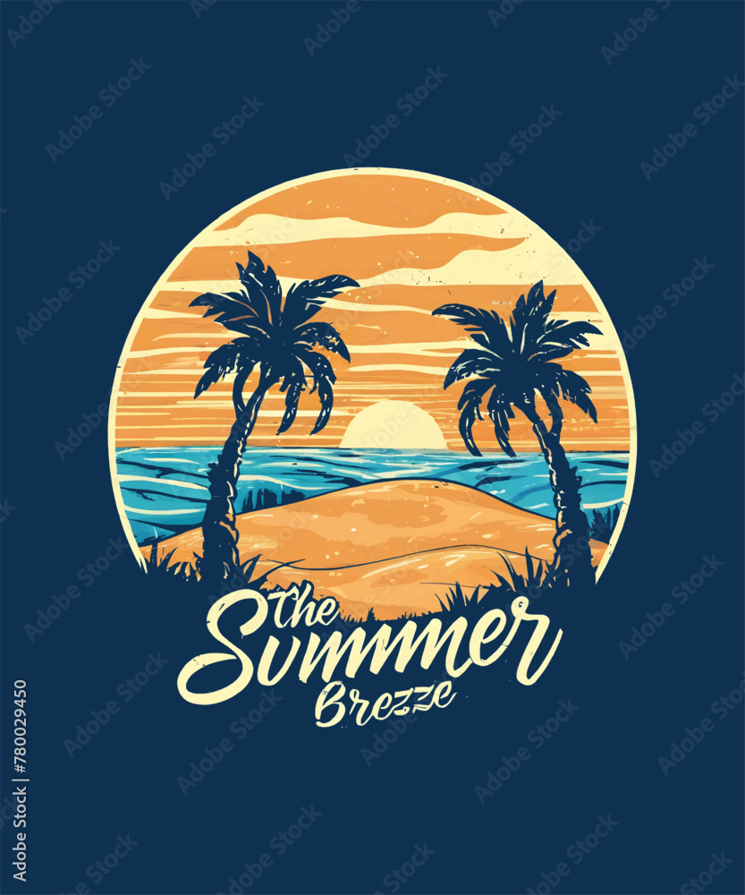 Sun-Kissed Vibes: Summer Time T-Shirt Design Vector Pro Illustration