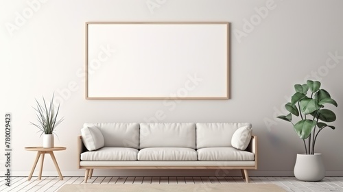 Simplistic modern interior with a blank canvas for artistic possibilities photo