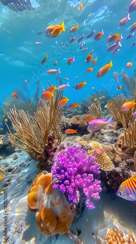 Vibrant Underwater Scene of Colorful Coral Reef
