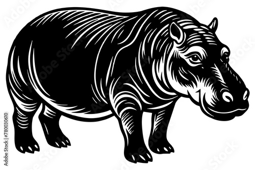 hippopotamus silhouette vector art illustration
