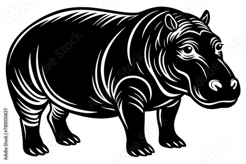 hippopotamus silhouette vector art illustration