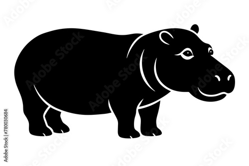 hippopotamus silhouette vector art illustration