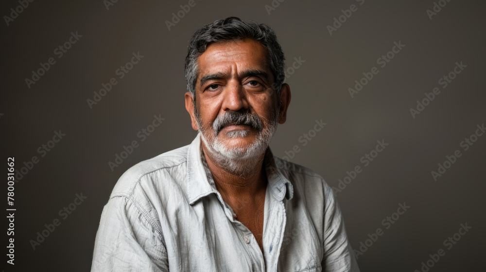 Obraz premium Elderly Indian man with a white beard and a contemplative gaze