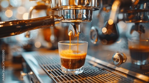 Espresso Machine Brewing a Cup of Coffee