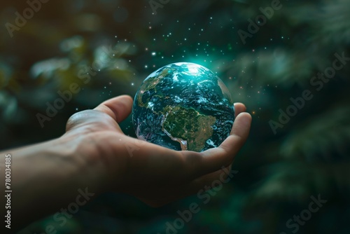 a hand holding a planet earth