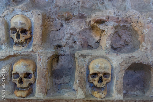 Skull tower in Serbian town Nis photo