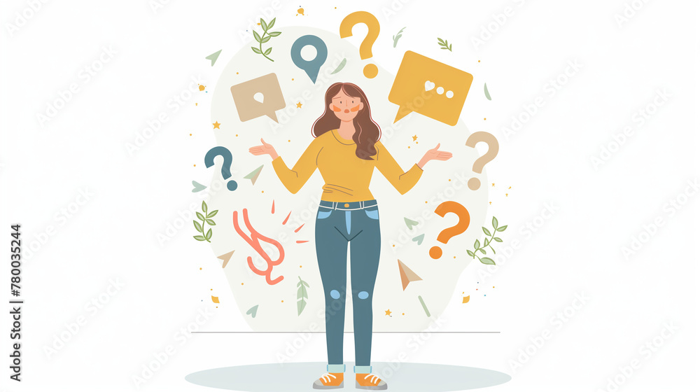 illustration of a person having questions and thinking illustration of a person having questions and thinking