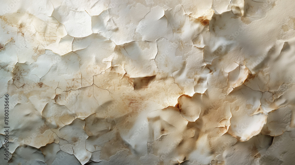 Textured Background of Peeling White Paint on an Old Wall