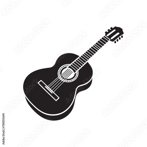 Melodic Mastery: Intricate Silhouette of Guitar Music Instrument, Guitar Illustration - Minimallest Guitar Vector
