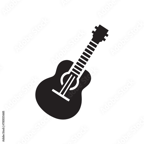 Harmonious Strumming: Elegant Silhouette of Guitar Music Instrument, Guitar Illustration - Minimallest Guitar Vector
