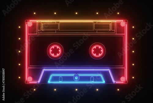 a colorful cassette tape with lights