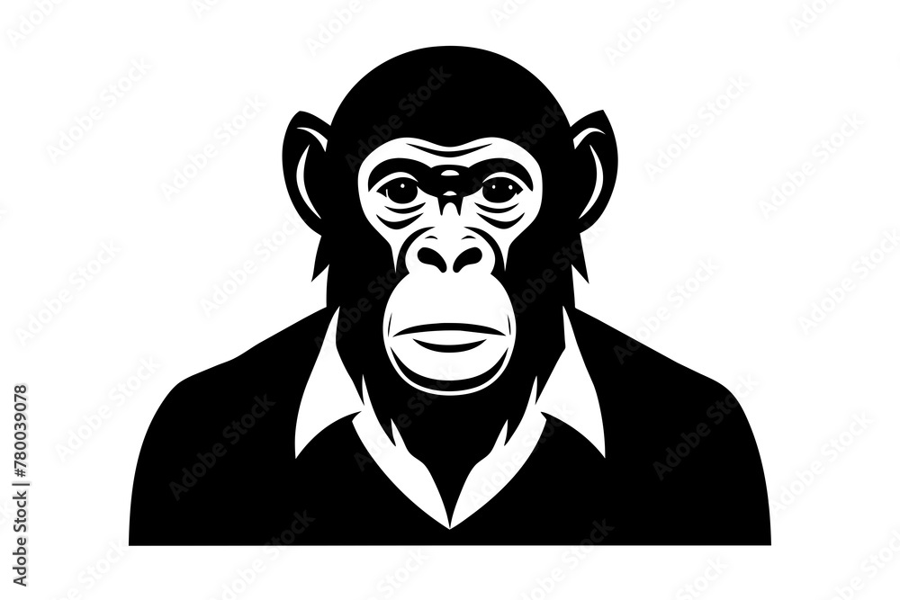 chimpanzee silhouette vector art illustration