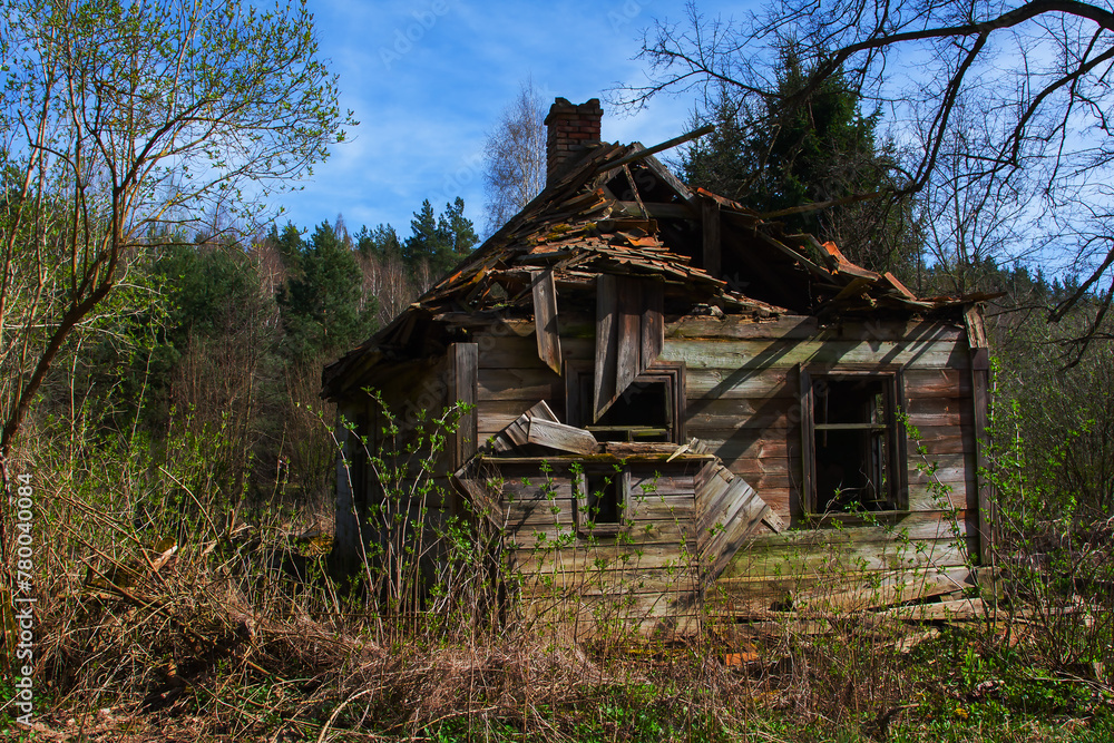 The old abandoned wooden house has been destroyed, a good time passed away