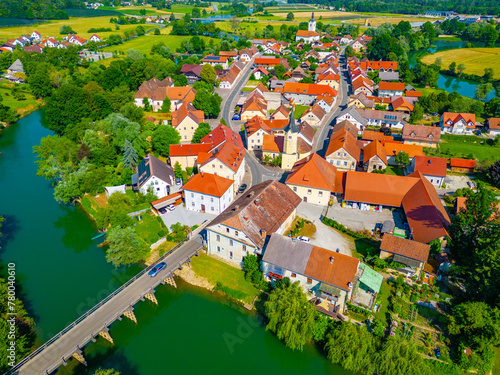 Aerial view of Kostanjevica na Krki in Slovenia photo