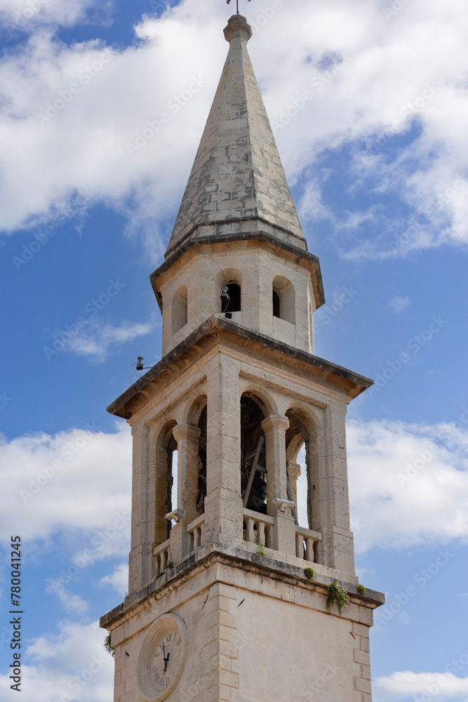 Bell tower of St. John the Baptist church (Church Of Saint John), Budva, Montenegro