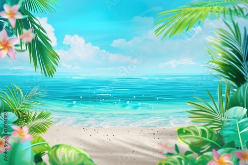 Realistic background for summer season  Poster design  copy space - generative ai