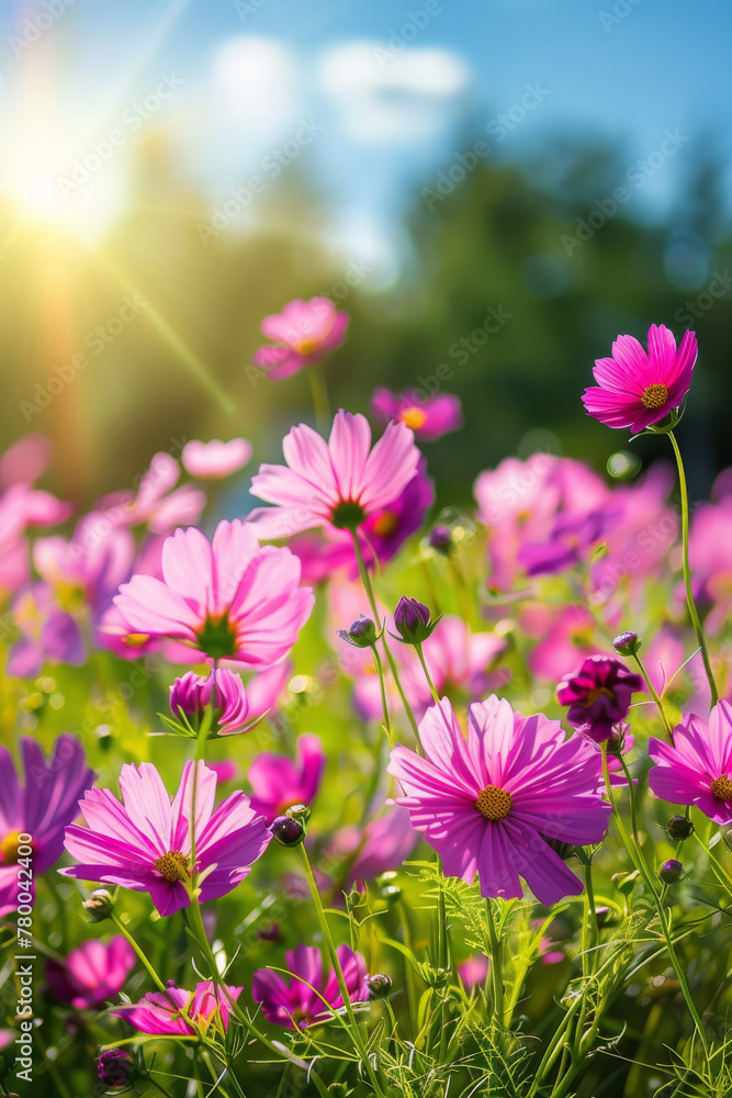Pink Cosmos Flower in Spring with beautiful Bokeh effect Pink Cosmos Flower in Spring with beautiful Bokeh effect