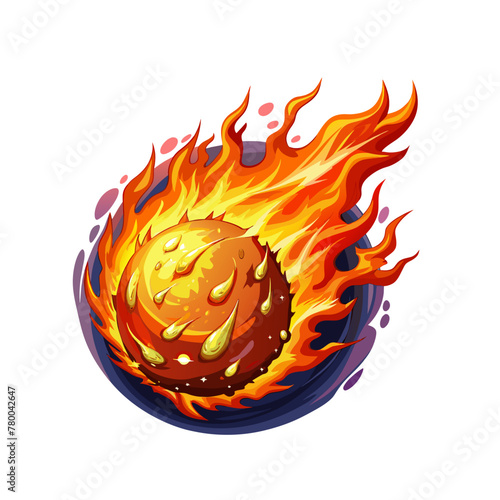 Burning meteor comet falling down fast illustration