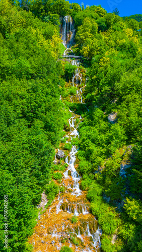 Obraz na płótnie Sopotnica waterfall in Serbia during a summer sunny day w salonie