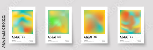 Trendy covers design with polarization effect and colorful neon holographic stains