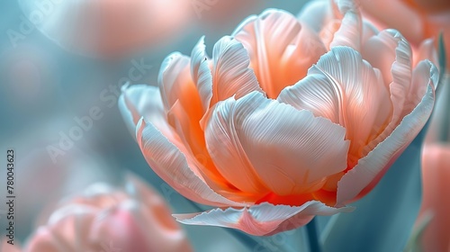 Vibrant orange tulip in soft focus background #780043623