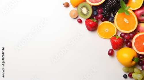 fruits on a light background with space for text