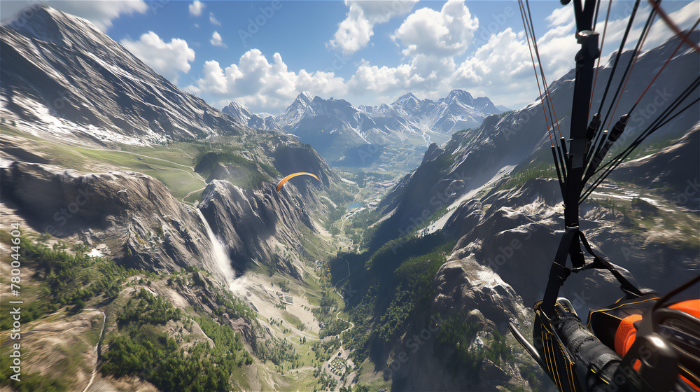 Paraglider over the mountains.