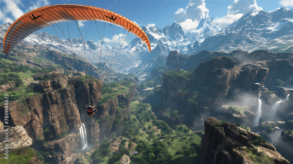 Paraglider over the mountains.