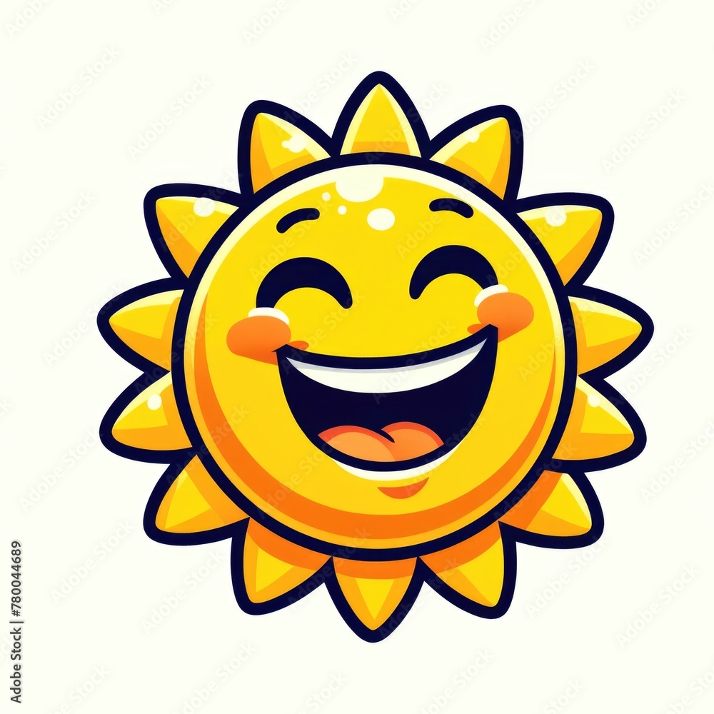 Cartoon laughing sun with a joyful smile Cartoon laughing sun with a joyful smile