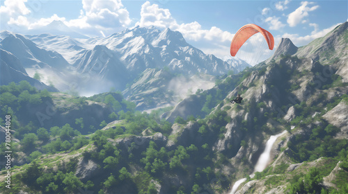Paraglider over the mountains.