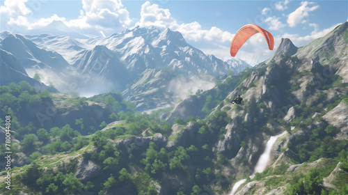 Obraz na płótnie Paraglider over the mountains. w salonie